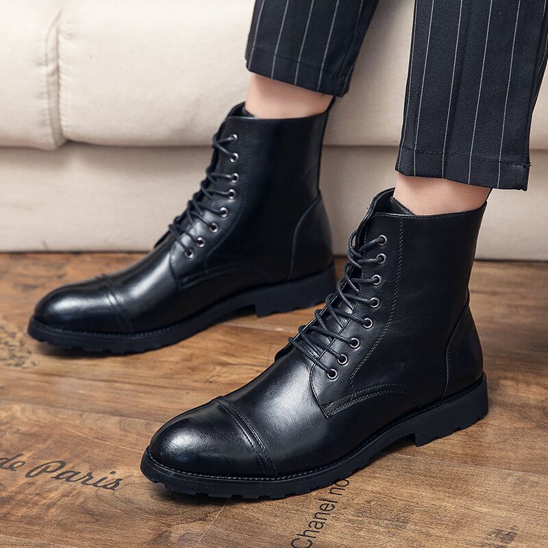 Koskinn För Män Bekväm Mjuk Sula Vintage Business Casual Boots Med Snörning