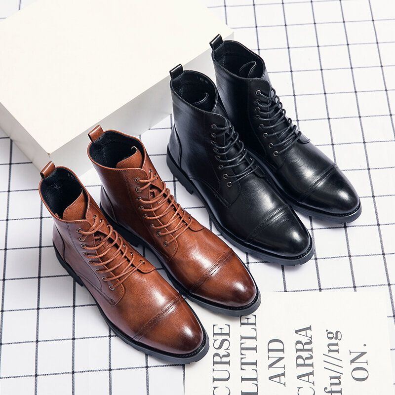 Koskinn För Män Bekväm Mjuk Sula Vintage Business Casual Boots Med Snörning