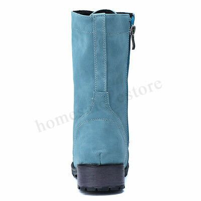 Kvinnor Plus Size Motorcykel Rund Toe Retro Mid Calf Boots