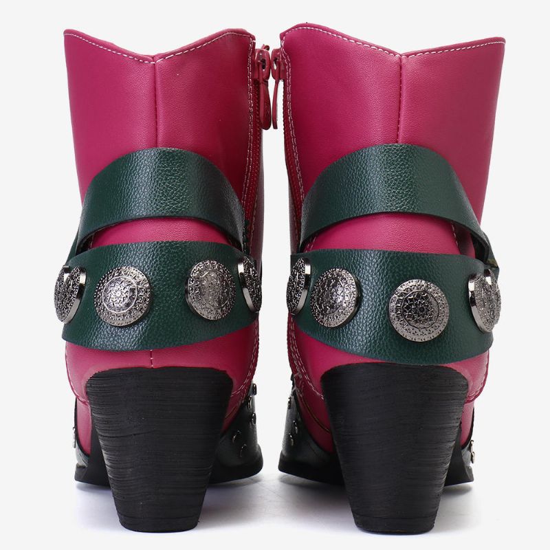 Kvinnor Plus Size Retro Stitching Ankelboots