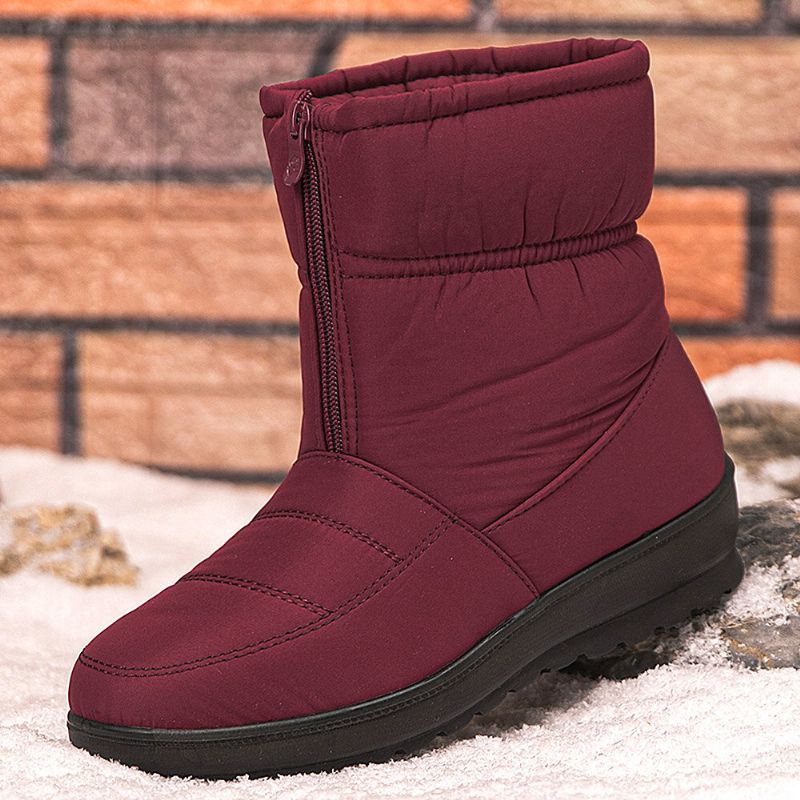 Kvinnor Stor Storlek Varmfodrad Dragkedja Fram Casual Ankel Snow Boots