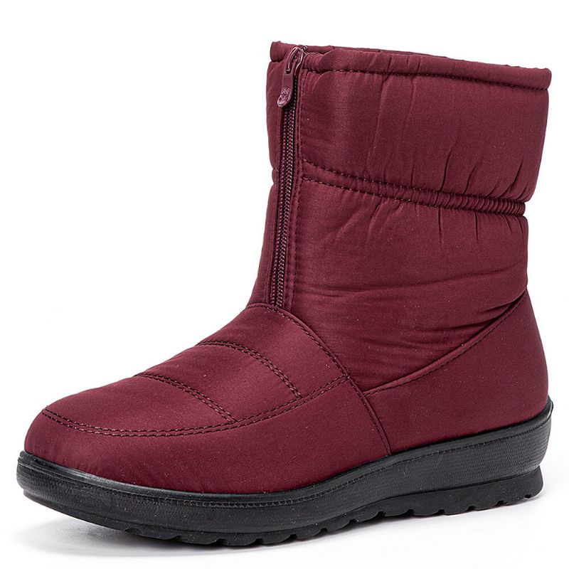 Kvinnor Stor Storlek Varmfodrad Dragkedja Fram Casual Ankel Snow Boots