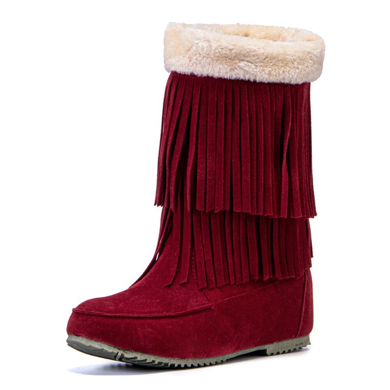 Kvinnor Tofs Boots Warm Fluff Flanging Mid-calf Snow Boots