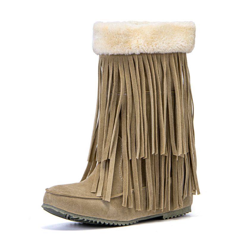 Kvinnor Tofs Boots Warm Fluff Flanging Mid-calf Snow Boots