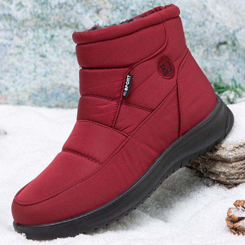 Kvinnor Varmfodrade Pull On Plus Velvet Ankel Snow Boots