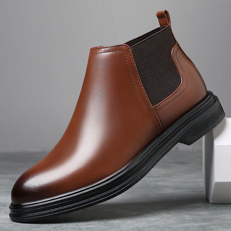 Män Andas Spetsiga Tå Mjuk Sula Bekväm Slip On Casual Chelsea Boots