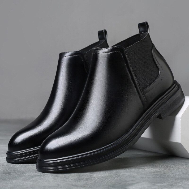 Män Andas Spetsiga Tå Mjuk Sula Bekväm Slip On Casual Chelsea Boots