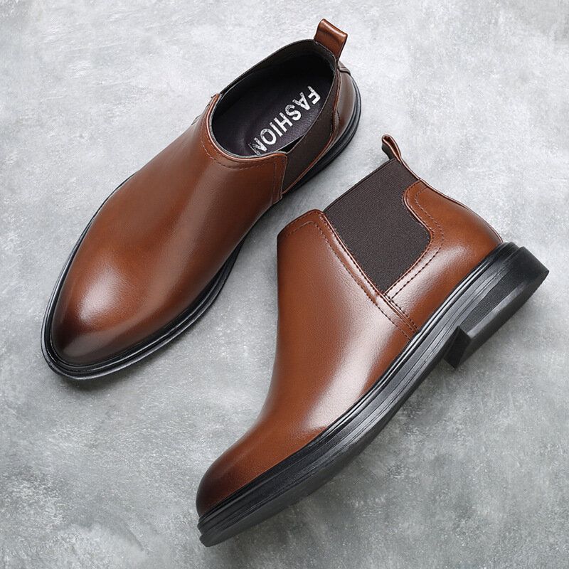 Män Andas Spetsiga Tå Mjuk Sula Bekväm Slip On Casual Chelsea Boots