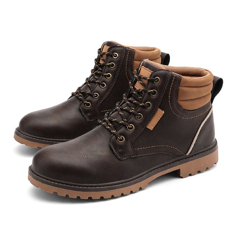 Män Bekväm Mikrofiberläder Halksäker Casual Tooling Boots