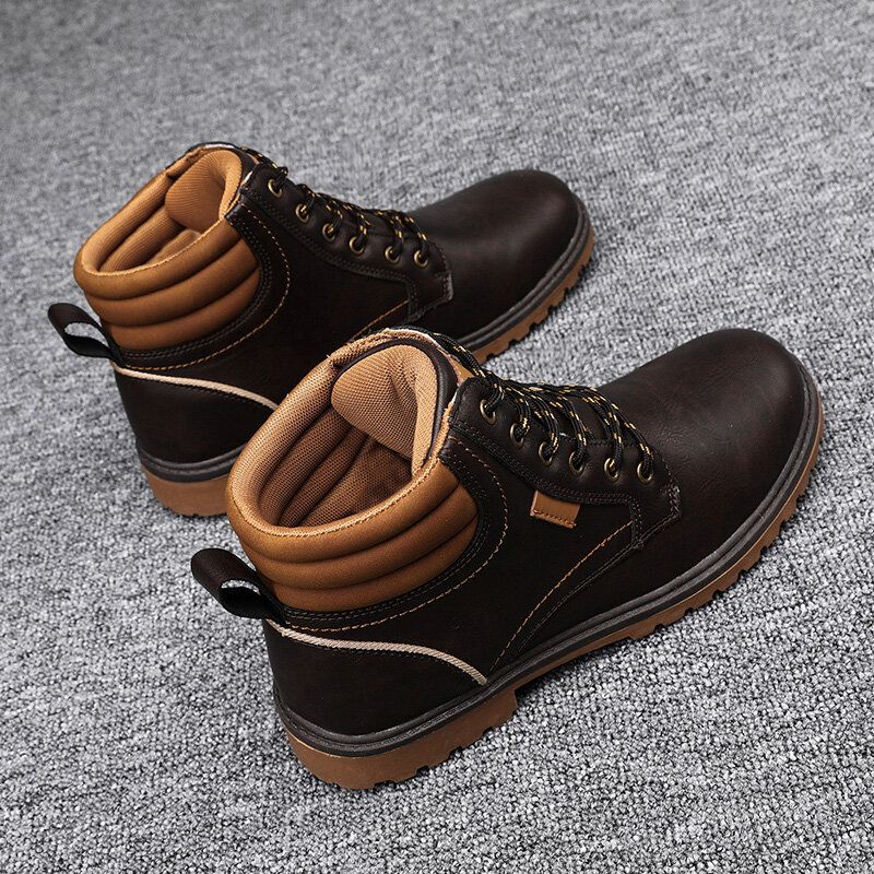 Män Bekväm Mikrofiberläder Halksäker Casual Tooling Boots