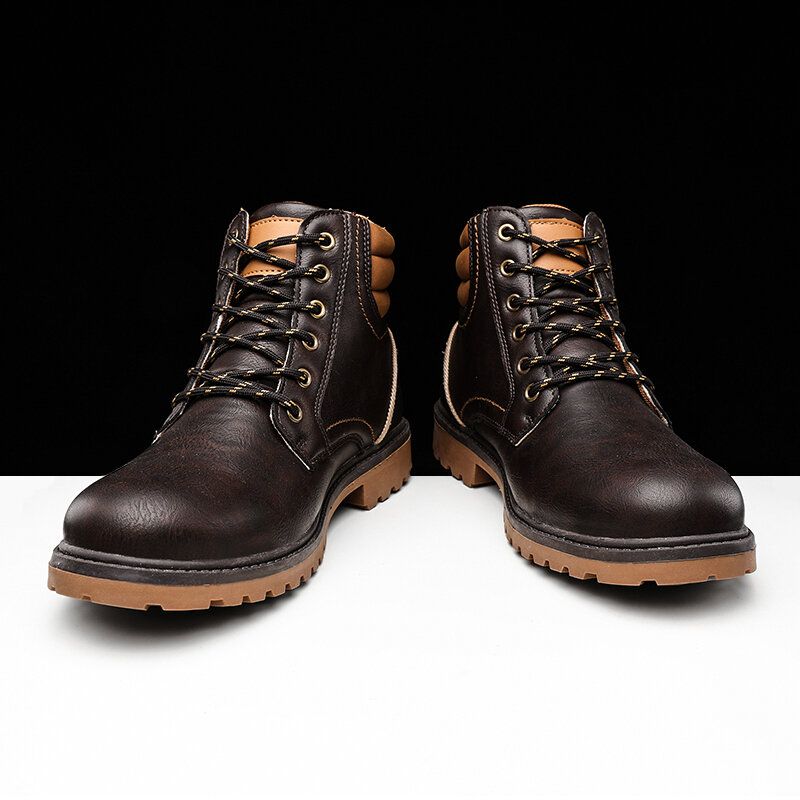 Män Bekväm Mikrofiberläder Halksäker Casual Tooling Boots