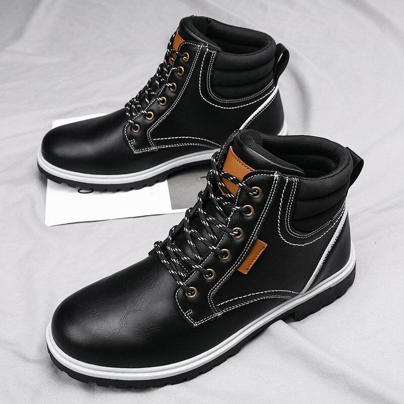 Män Bekväm Mikrofiberläder Halksäker Casual Tooling Boots