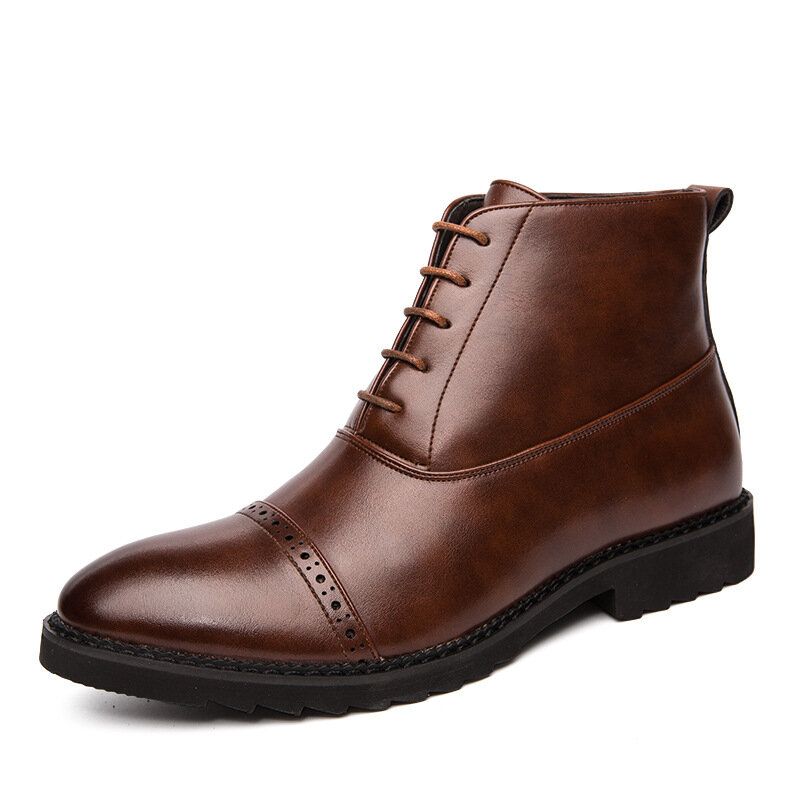 Män Brogue Bekväm Lugn Snörningsklänning Business Casual Ankelstövlar