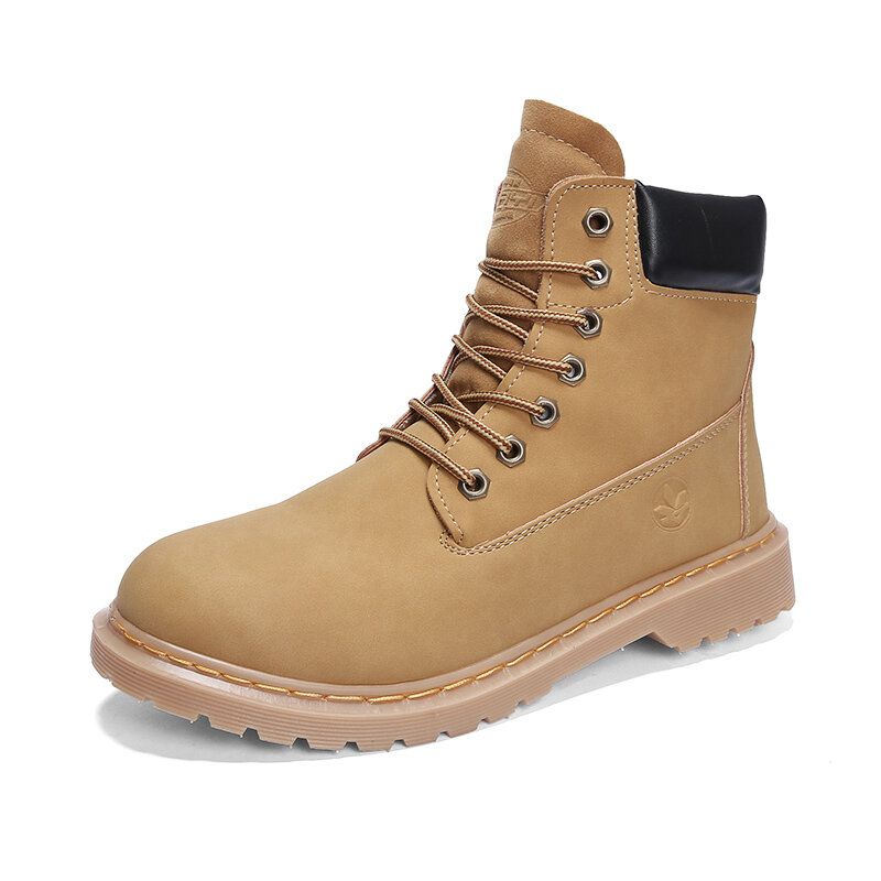 Män Halkfri Rund Tå Kort Casual Martin Boots Tooling Boots