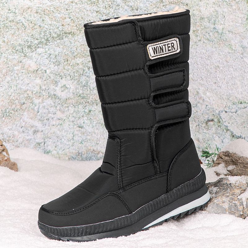 Män High-density Oxford-tyg Vattentätt Halkfritt Ryssland Thicken Plus Velvet Warmth Mid-tube Northeast Snow Boots