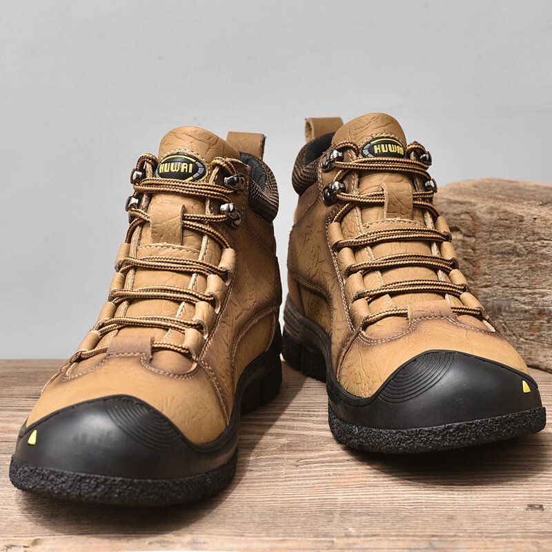 Män Kohud Tjocka Varmt Plyschfoder Utomhus Casual Tooling Boots