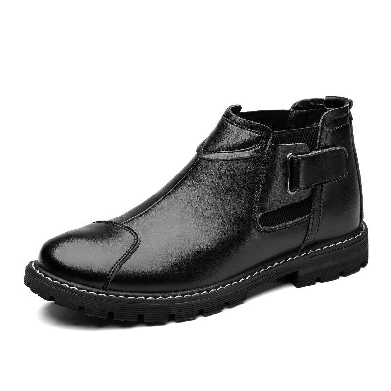 Män Läder Spetsad Tå Halkfri Mjuk Sula Trendiga Chelsea Casual Boots