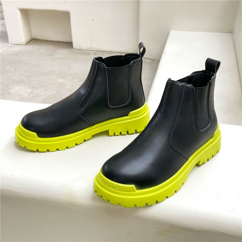 Män Pu Leather High Top Splicing Slip On Casual Chelsea Boots