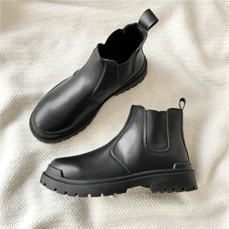 Män Pu Leather High Top Splicing Slip On Casual Chelsea Boots