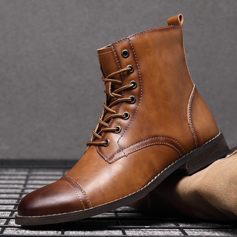 Män Retro Handgjorda Brittisk Stil Cap Toe Läder Formell Klänning Boots