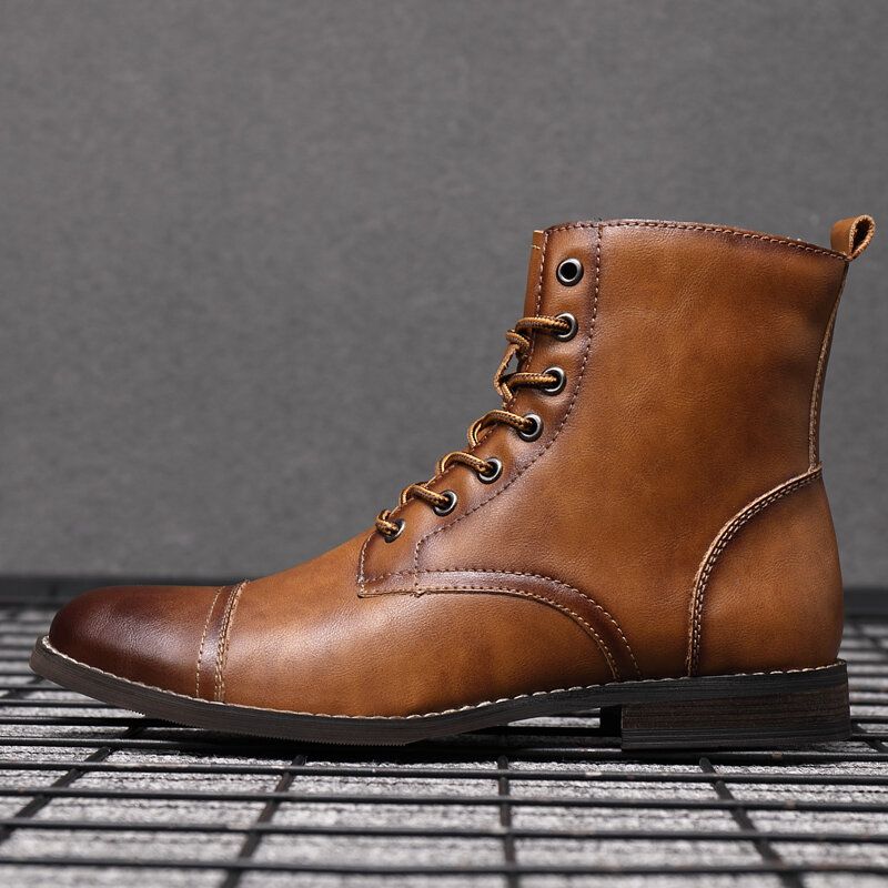 Män Retro Handgjorda Brittisk Stil Cap Toe Läder Formell Klänning Boots