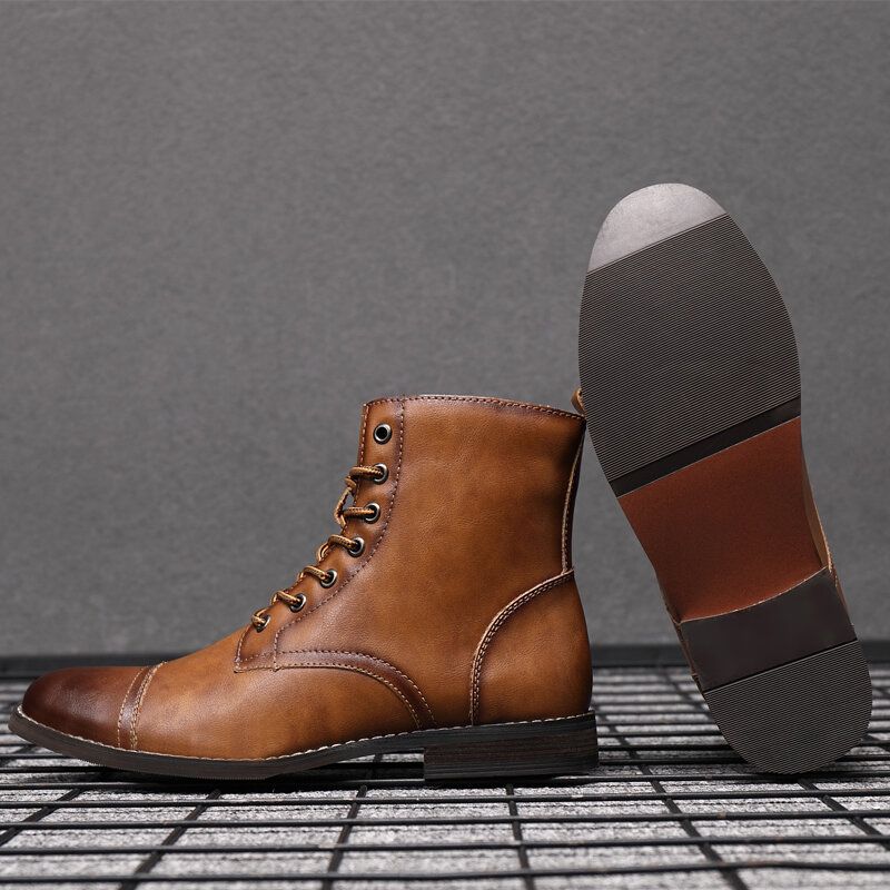 Män Retro Handgjorda Brittisk Stil Cap Toe Läder Formell Klänning Boots