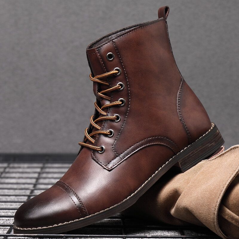 Män Retro Handgjorda Brittisk Stil Cap Toe Läder Formell Klänning Boots