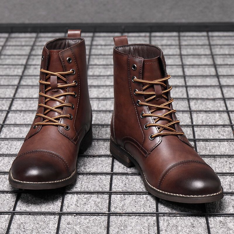 Män Retro Handgjorda Brittisk Stil Cap Toe Läder Formell Klänning Boots