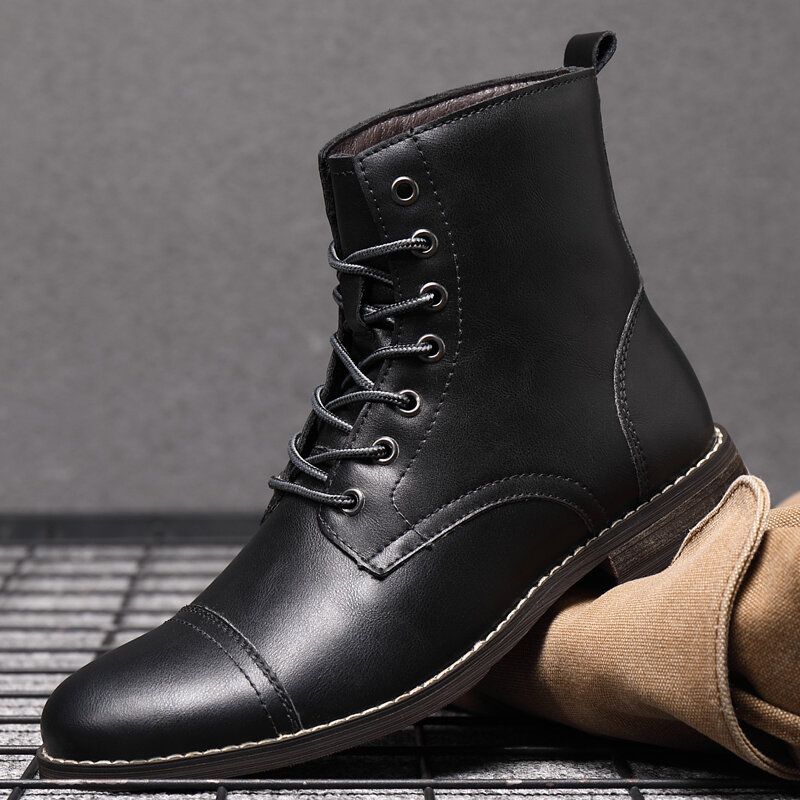 Män Retro Handgjorda Brittisk Stil Cap Toe Läder Formell Klänning Boots