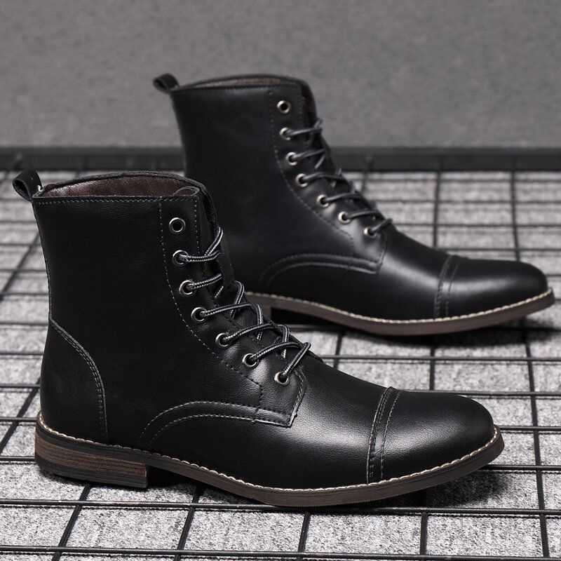 Män Retro Handgjorda Brittisk Stil Cap Toe Läder Formell Klänning Boots