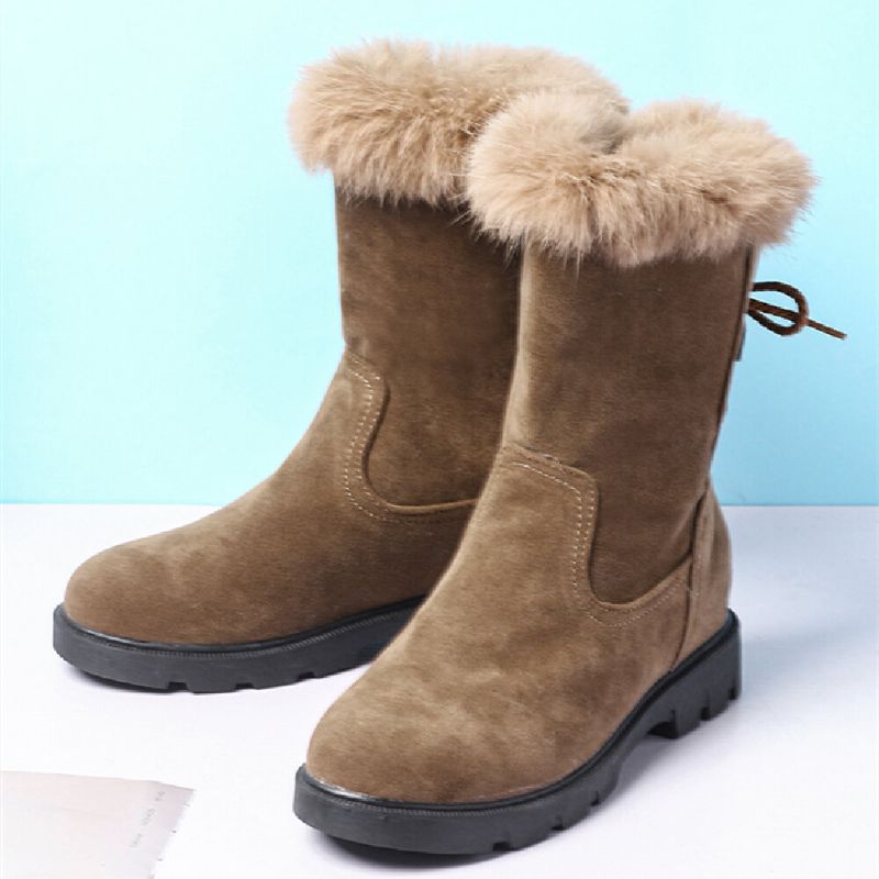 Plus Size Dam Casual Straps Varma Plyschfoder Mid Calf Snow Boots