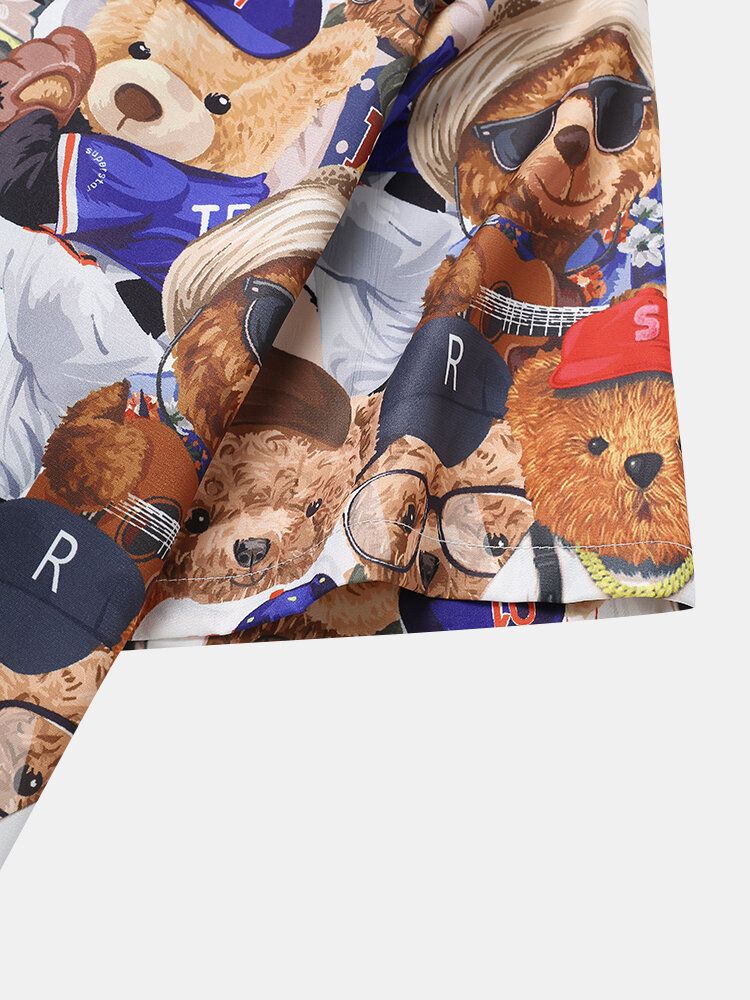 Bear Teddy Cartoon Casual Shirts För Män