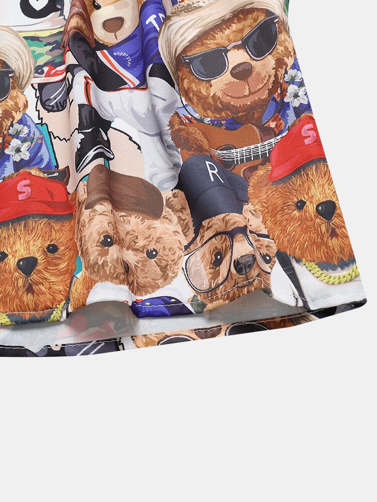 Bear Teddy Cartoon Casual Shirts För Män