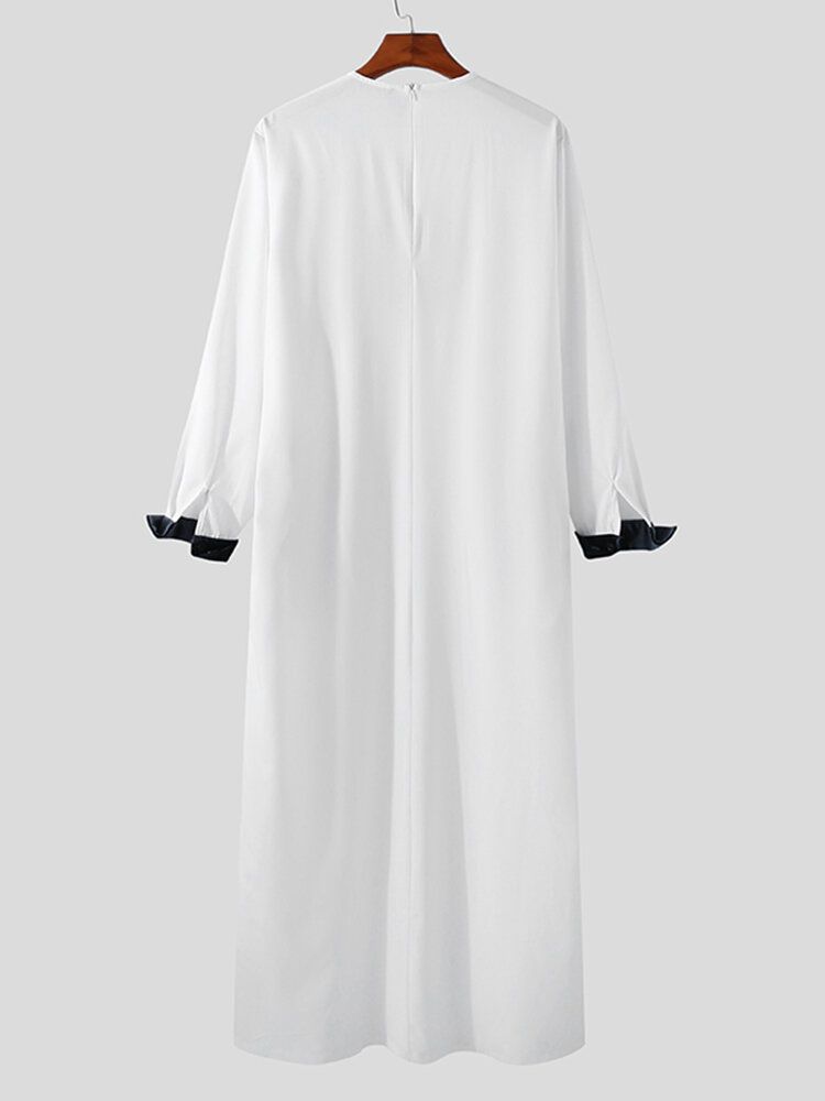 Blommönster För Män Med Dragkedja Baktill Casual Långärmad Kaftan Robe