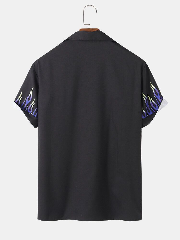 Brandmönster För Män Med Revere Collar Casual Shirts