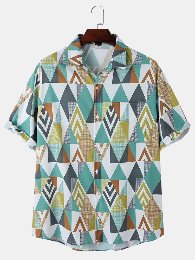 Casual Argyle Mönster Pocket Shirts För Män