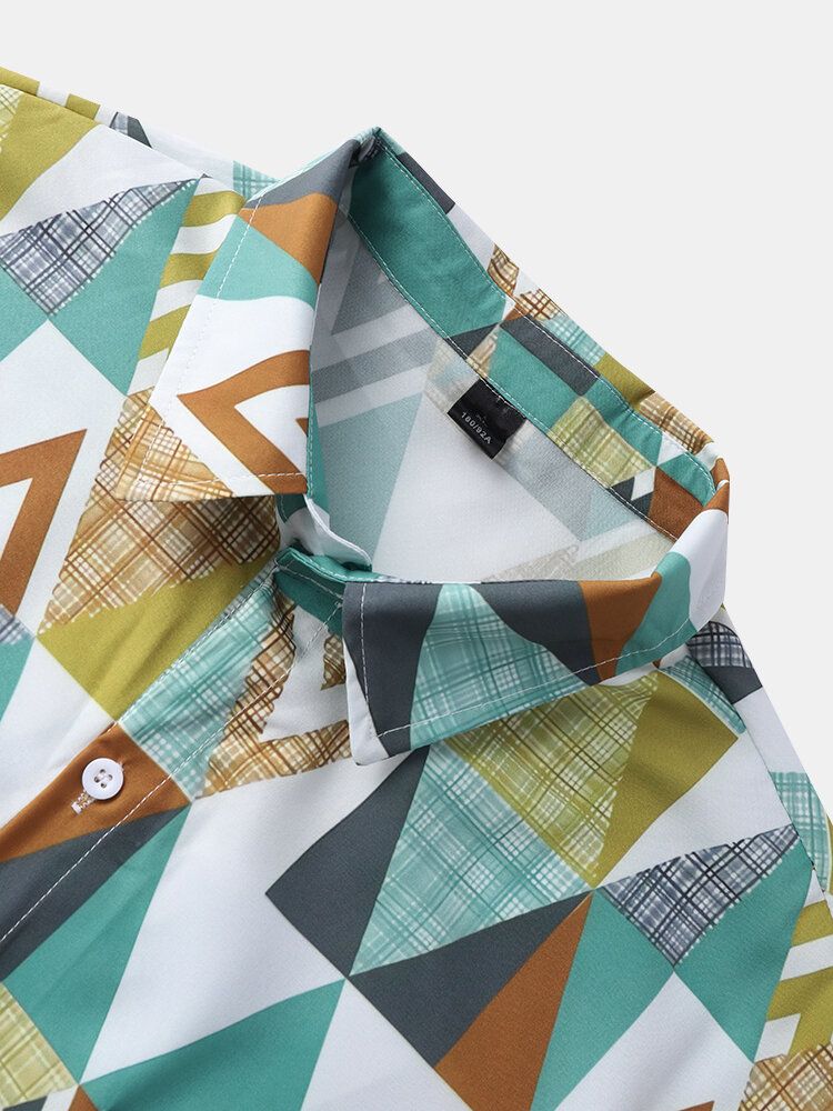 Casual Argyle Mönster Pocket Shirts För Män