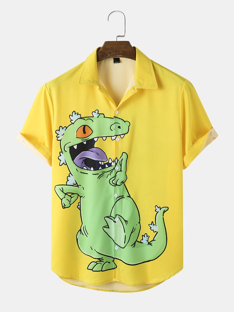 Casual Dinosaur Cartoon Shirts För Män