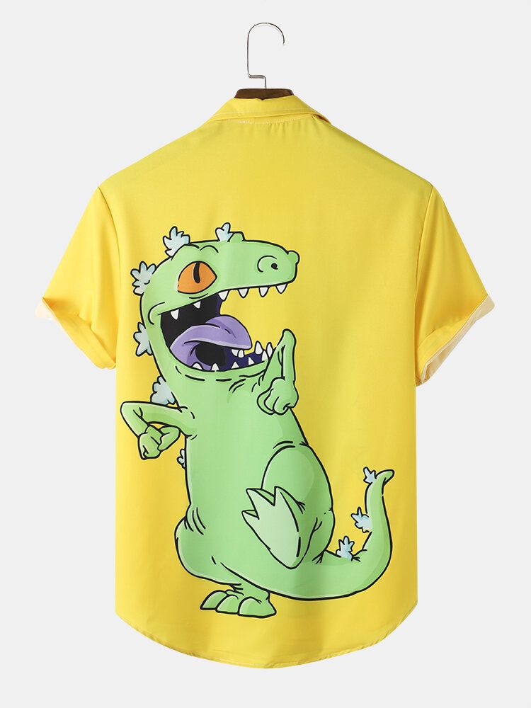 Casual Dinosaur Cartoon Shirts För Män