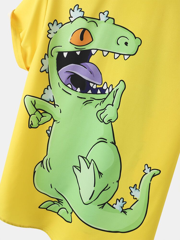 Casual Dinosaur Cartoon Shirts För Män