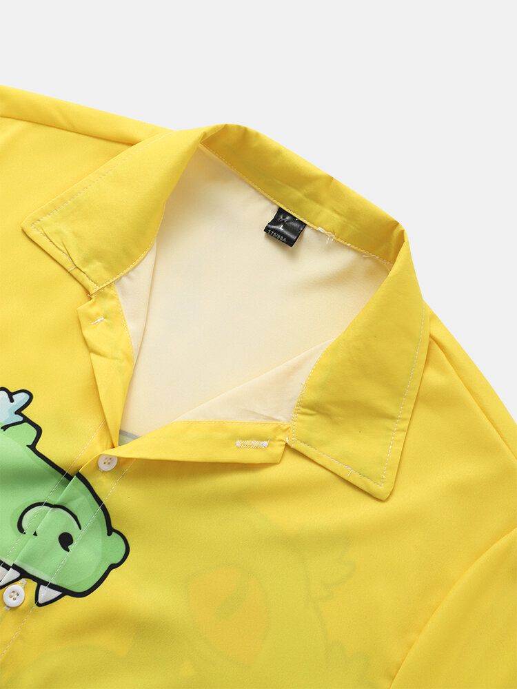 Casual Dinosaur Cartoon Shirts För Män