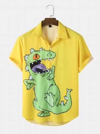 Casual Dinosaur Cartoon Shirts För Män