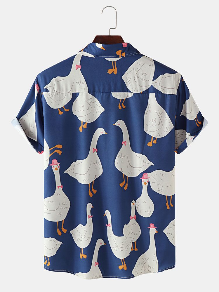 Funny Duck Print Casual Skjortor För Män