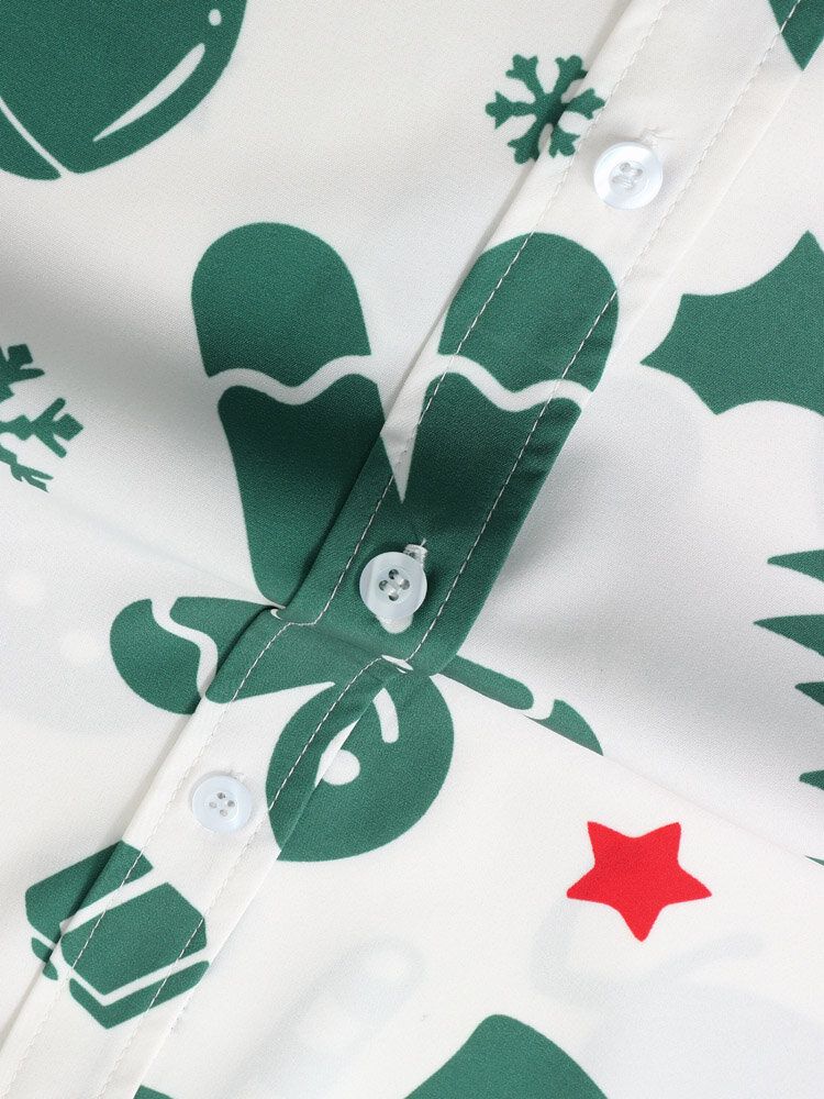 Herr All Over Christmas Element Print Button Up Kortärmade Skjortor