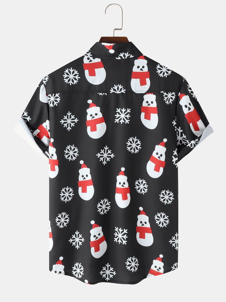 Herr Christmas Snow Man Snow Digitaltryckta Casual Short Shirts