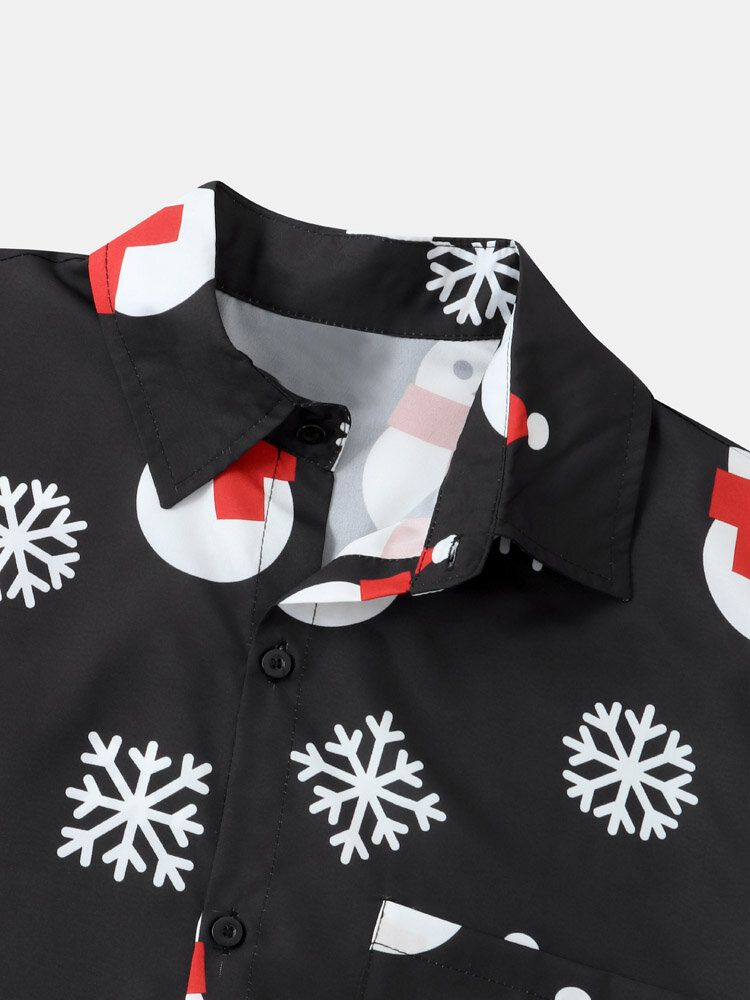 Herr Christmas Snow Man Snow Digitaltryckta Casual Short Shirts