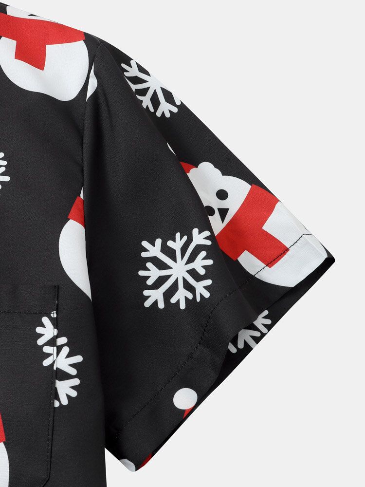 Herr Christmas Snow Man Snow Digitaltryckta Casual Short Shirts