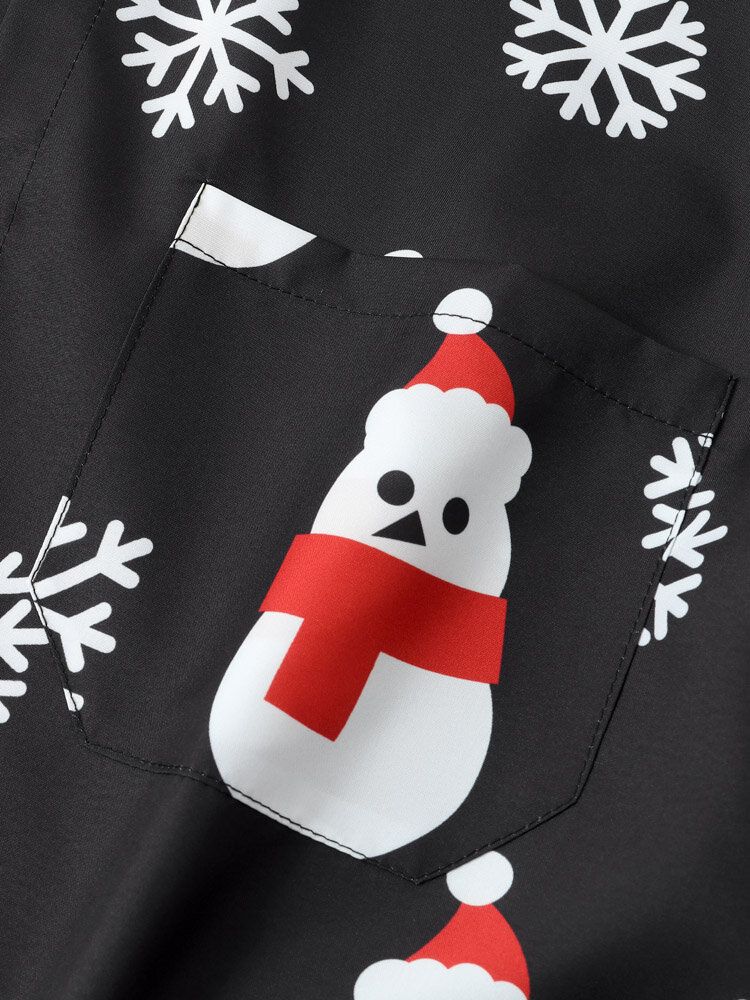 Herr Christmas Snow Man Snow Digitaltryckta Casual Short Shirts