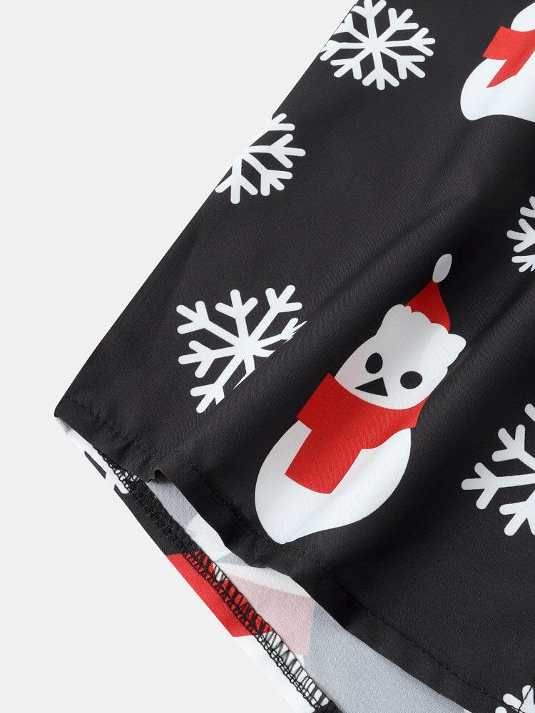 Herr Christmas Snow Man Snow Digitaltryckta Casual Short Shirts