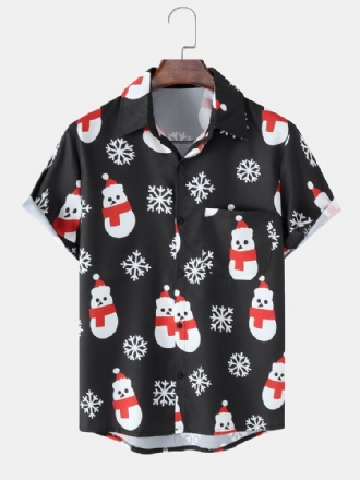 Herr Christmas Snow Man Snow Digitaltryckta Casual Short Shirts